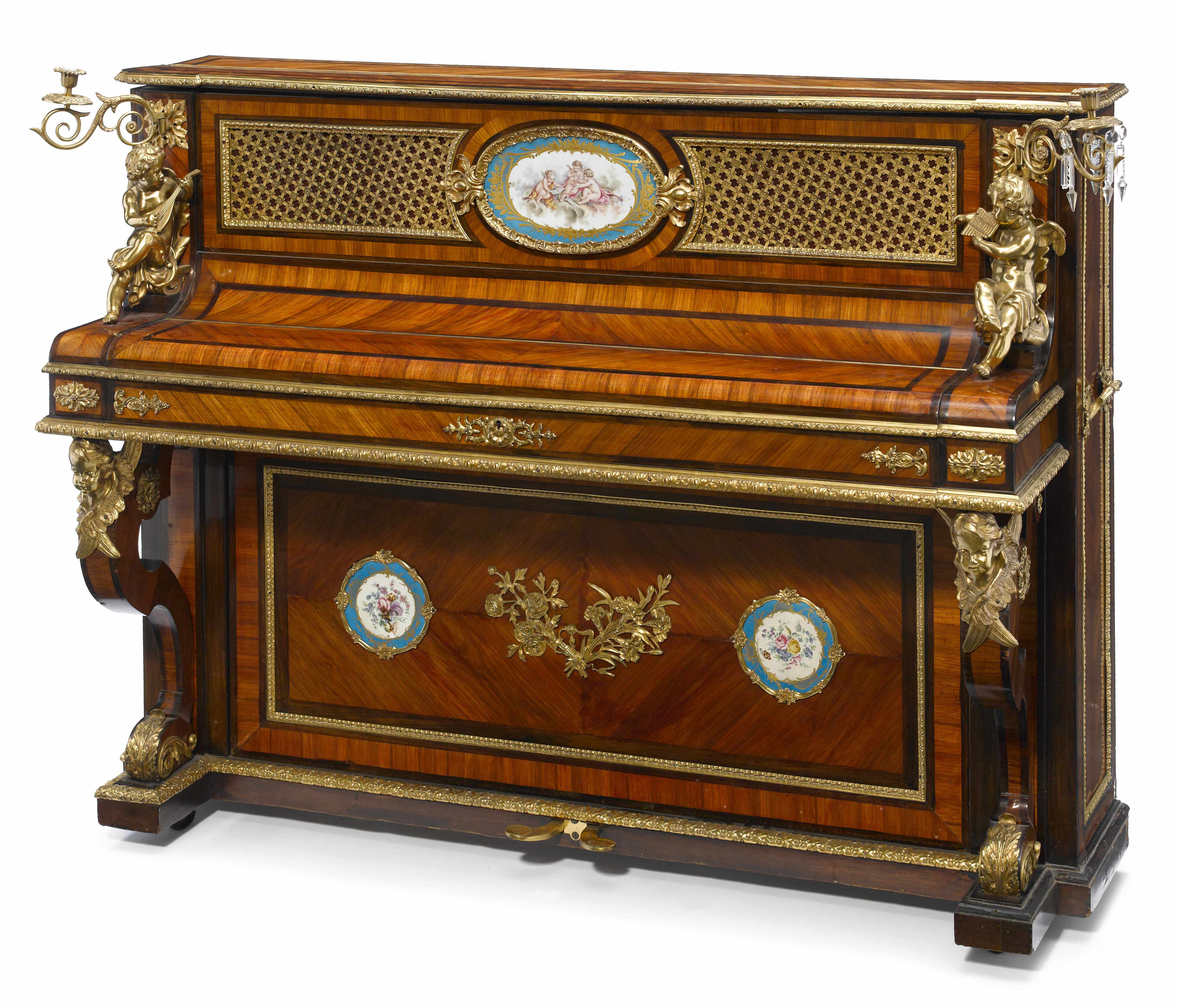 Appraisal: A good quality Erard gilt bronze and porcelain mounted rosewood