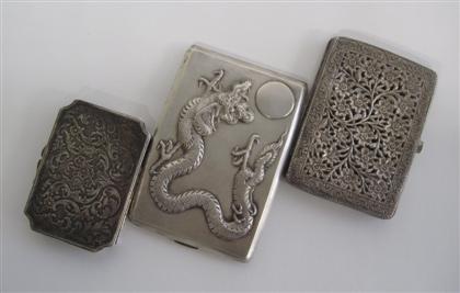 Appraisal: Three Chinese silver card and cigarette cases late th century