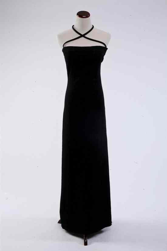 Appraisal: HERV L GER BLACK AND SILVER WOOL HALTER GOWN s