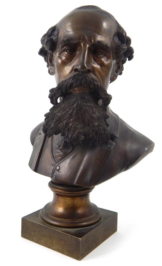 Appraisal: Bronze bust depicting bearded man with receding hairline possibly British