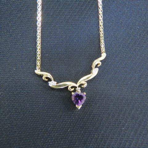 Appraisal: Amethyst Diamond Necklace carat heart shape rich gem with five