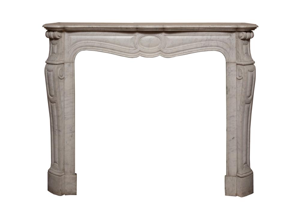 Appraisal: Antique Carved Marble Mantel shaped top scrolled sides h in