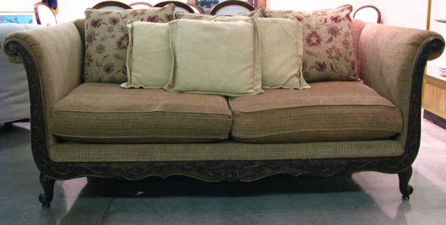 Appraisal: French Style Drexel Heritage Ornately Carved Sofa loose cushions with