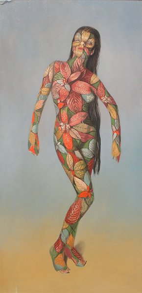 Appraisal: WHYTE Raymond American - Surreal Leaf Woman Oil Board ''