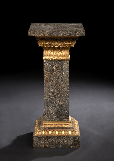 Appraisal: Louis XVI-Style Giltwood and Portor de Pyrenees Marble Column the