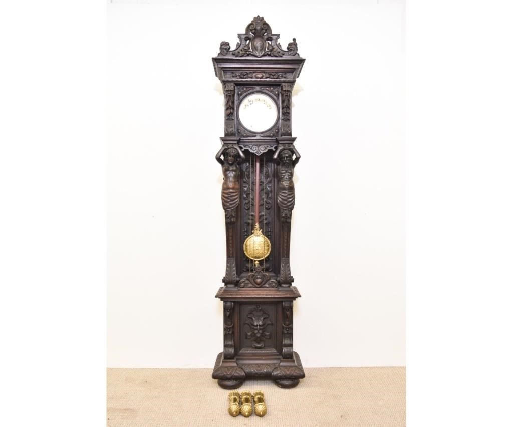 Appraisal: German -day tall case clock circa mostly oak case extensively