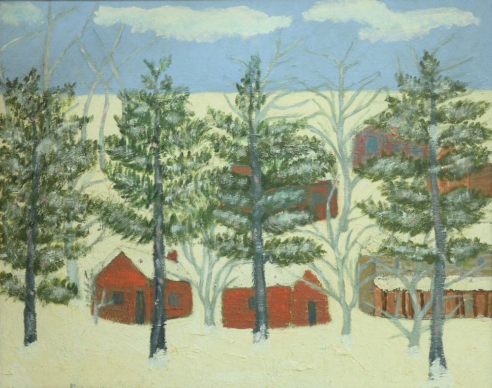 Appraisal: Edna Kuriloff Russian b village in winter oil on canvas