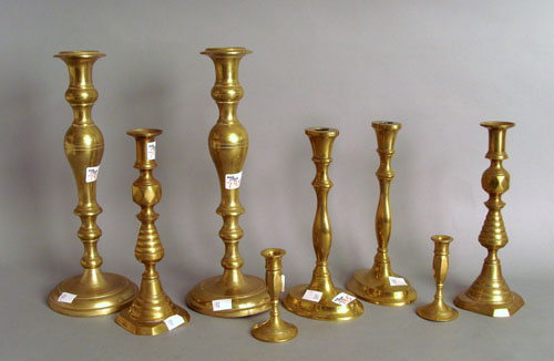 Appraisal: Four pair of brass candlesticks th c tallest -