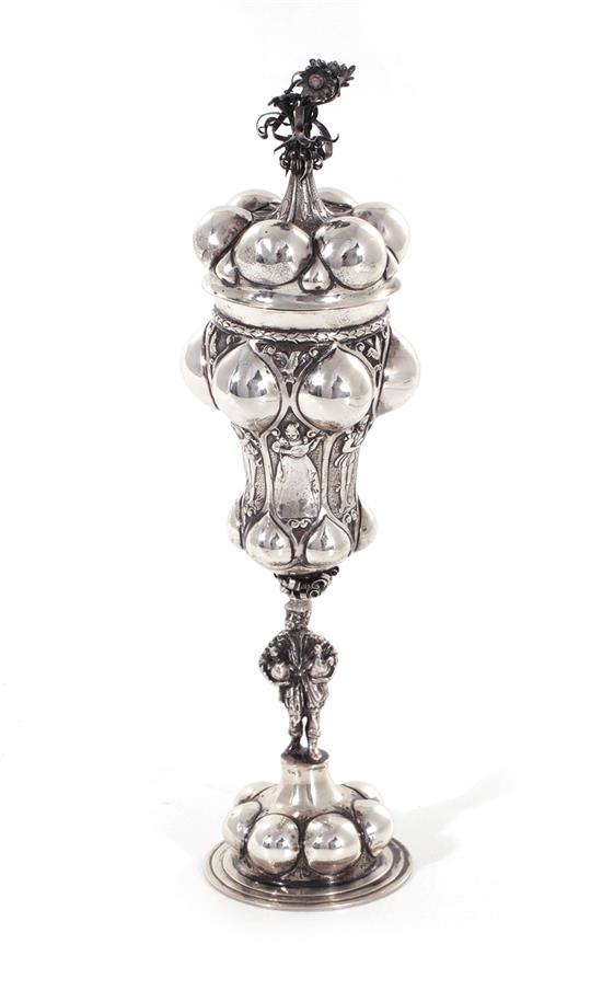 Appraisal: Judaica Continental silver hanup covered cup probably German or Austro-Hungarian