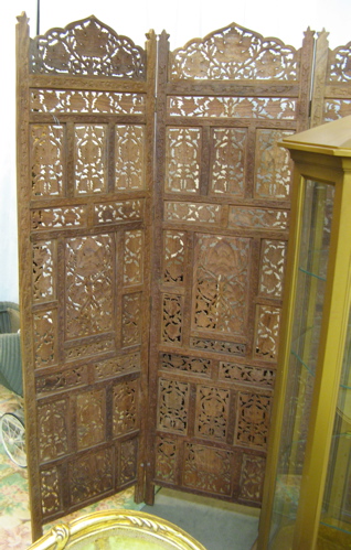 Appraisal: SHEESHAM WOOD FLOOR SCREEN East India or Pakistan having three