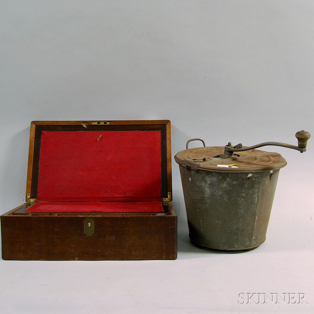 Appraisal: Brass-inlaid Walnut Lap Desk and a Universal Bread Maker the