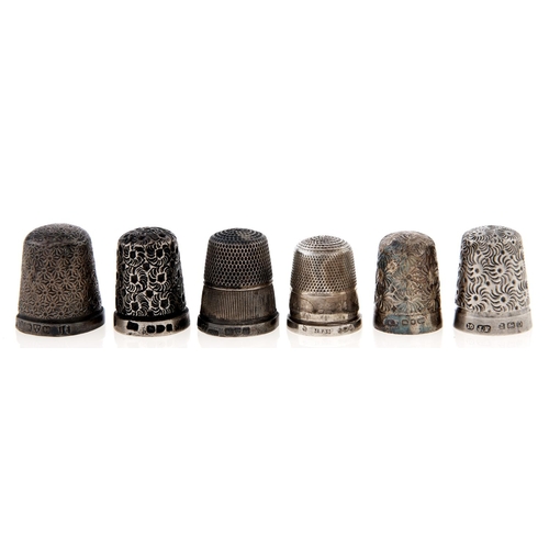 Appraisal: Six Victorian and later silver thimbles including an unusually pieerced