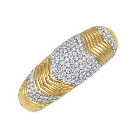 Appraisal: Gold and Diamond Bangle Bracelet Estimate -