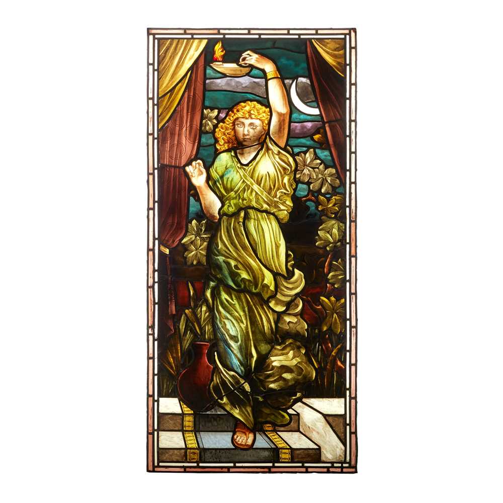 Appraisal: MANNER OF STEPHEN ADAM AESTHETIC MOVEMENT STAINED GLASS PANEL CIRCA