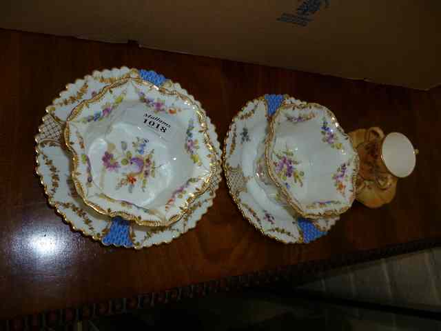 Appraisal: A PAIR OF DRESDEN PORCELAIN DISHES AND STANDS together with