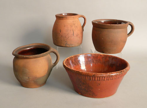 Appraisal: Pennsylvania redware bowl th c with black manganese splash decoration