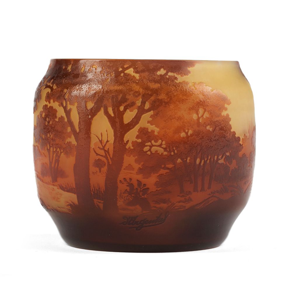 Appraisal: D'Argental French Landscape Cameo Glass Vase D'Argental Studio St Louis