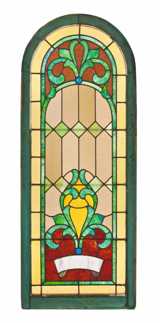 Appraisal: An American Leaded Glass and Jeweled Window of rectangular form