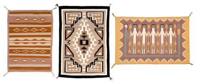 Appraisal: Three Navajo rugs one Yei attached Hubbell Trading Post tag