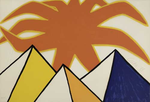 Appraisal: ALEXANDER CALDER Pyramids and Sun Color lithograph x mm x