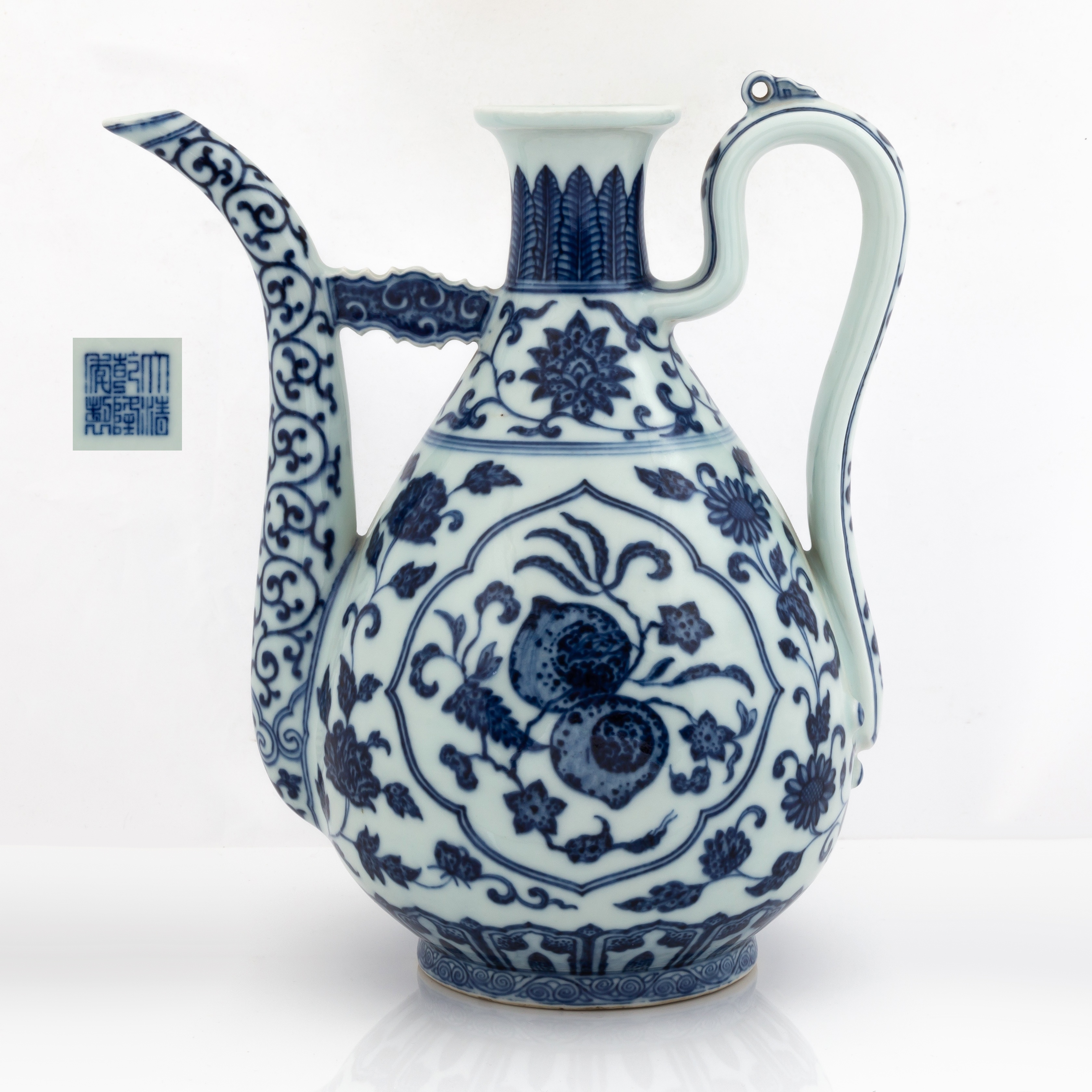 Appraisal: RARE CHINESE MING-STYLE BLUE AND WHITE EWER MARK AND PERIOD