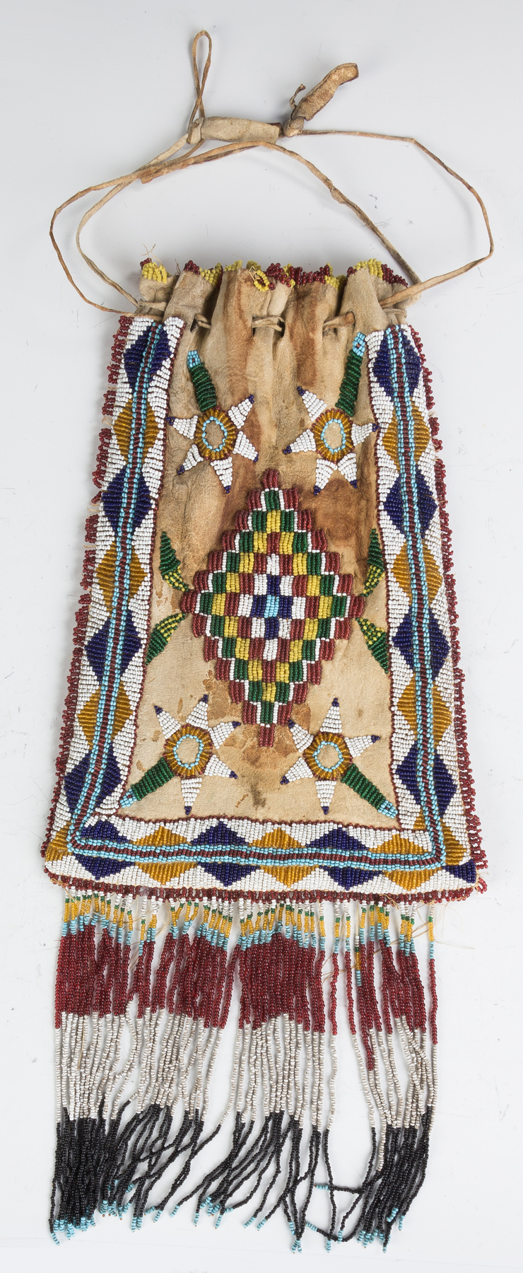 Appraisal: Beaded Buckskin Tobacco Bag th century