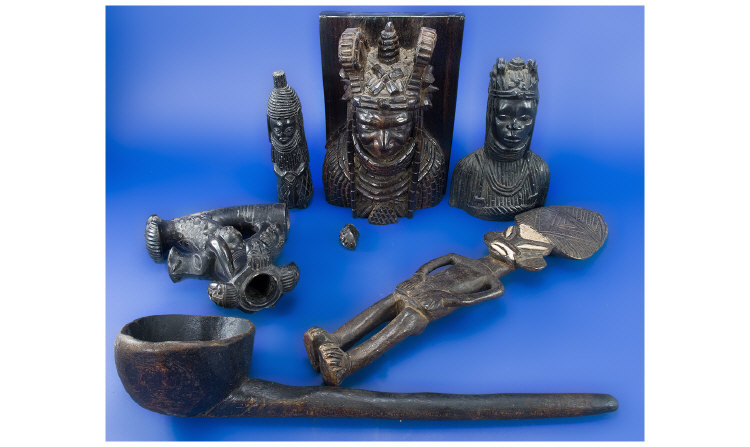 Appraisal: Box of African Tribal Items