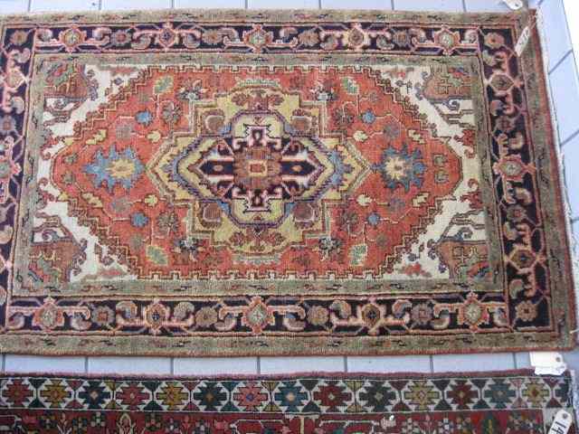 Appraisal: Heriz Persian Handmade Rug stylizedfloral soft coloring ' '' x