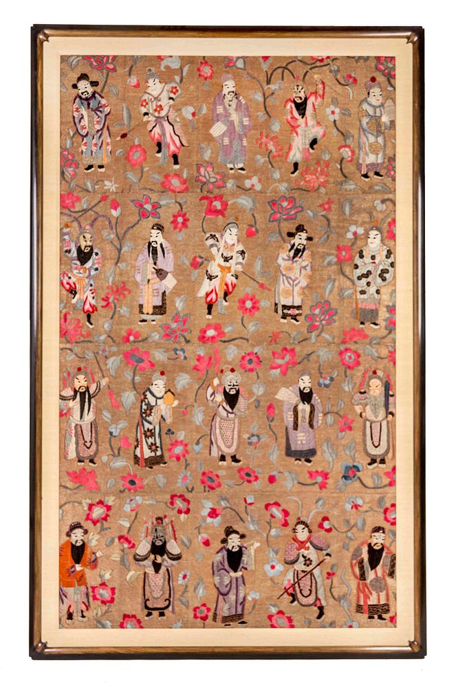 Appraisal: A Large Chinese Embroidered Silk Panel A Large Chinese Embroidered