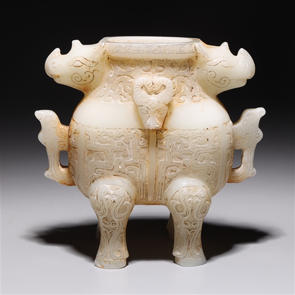 Appraisal: Chinese carved hardstone vase in the early Zhou period style