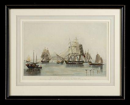 Appraisal: ENGLISH SCHOOL THE OPIUM SHIPS AT LINTIN IN CHINA Etching