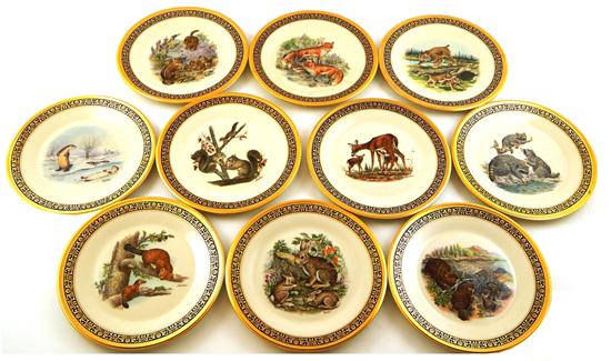 Appraisal: th C Lenox dinner plates c annual limited issue Woodland