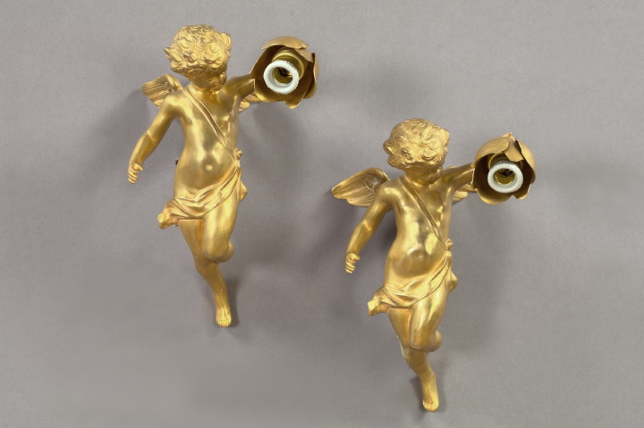 Appraisal: Diminutive Pair of French Gilt-Brass Appliques first quarter th century