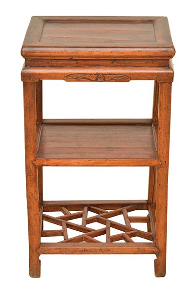 Appraisal: A CHINESE TEA TABLE rectangular with a solid central shelf