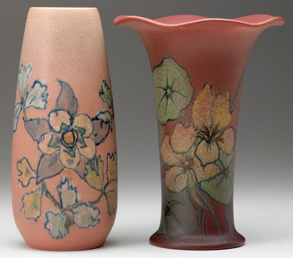 Appraisal: ROOKWOOD Two Decorated Mat vases by C Covalenco and unidentified