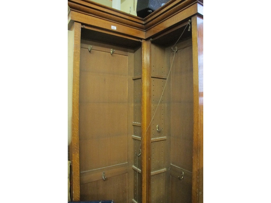 Appraisal: Mahogany corner open wardrobe and a flat pack wardrobe BH