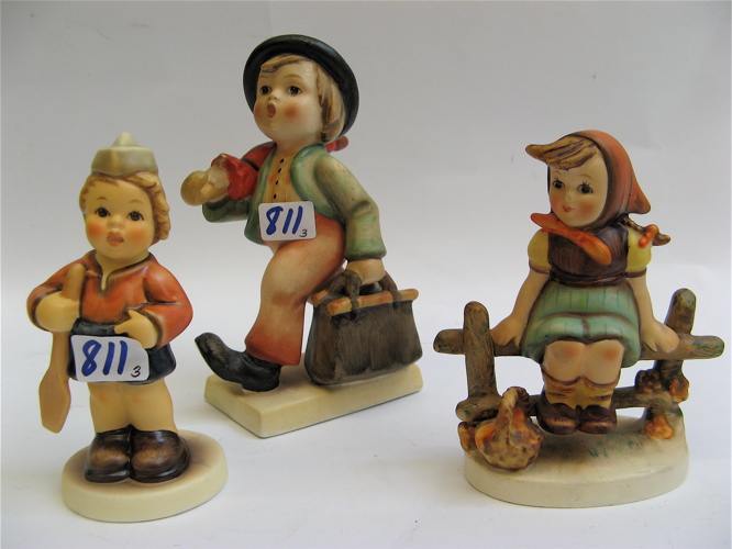 Appraisal: THREE GERMAN M I HUMMEL FIGURES Merry Wanderer HUM H