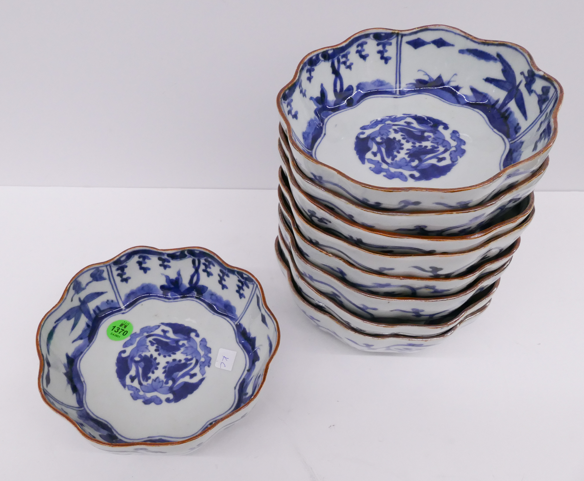 Appraisal: pc Meiji Japanese Arita Scalloped Bowls- ''