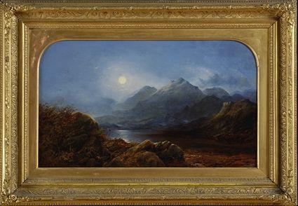 Appraisal: EUROPEAN SCHOOL TWO LANDSCAPES FULL MOON AND STORMY DAY Oil