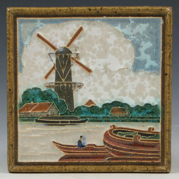 Appraisal: Delft Tile w Dutch Windmill Scene - Mint Delft tile