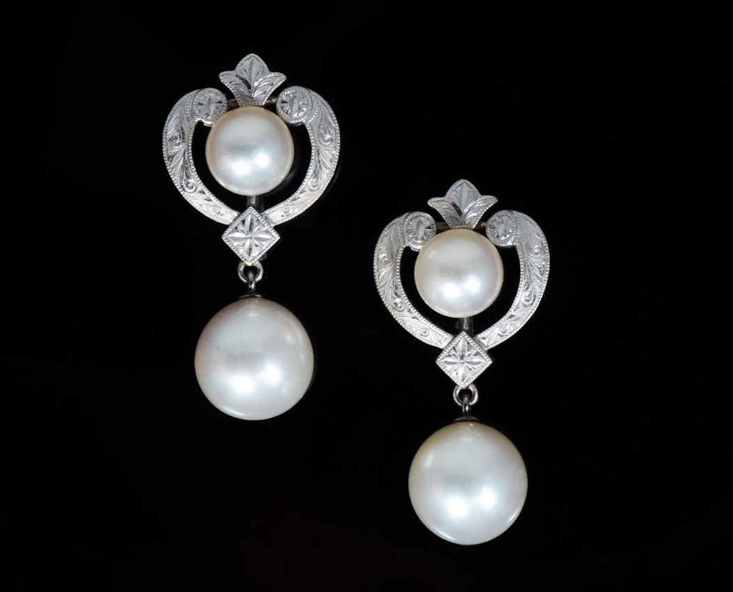 Appraisal: K CULTURED PEARL EARRINGS K white gold earrings contain cultured