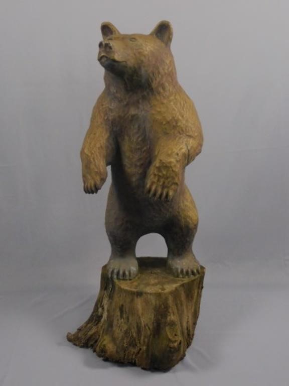 Appraisal: wooden bears bronzed bear high wide deep The bear has