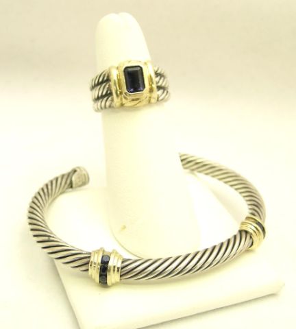 Appraisal: David Yurman K and Sterling Silver Cable Design Ring with