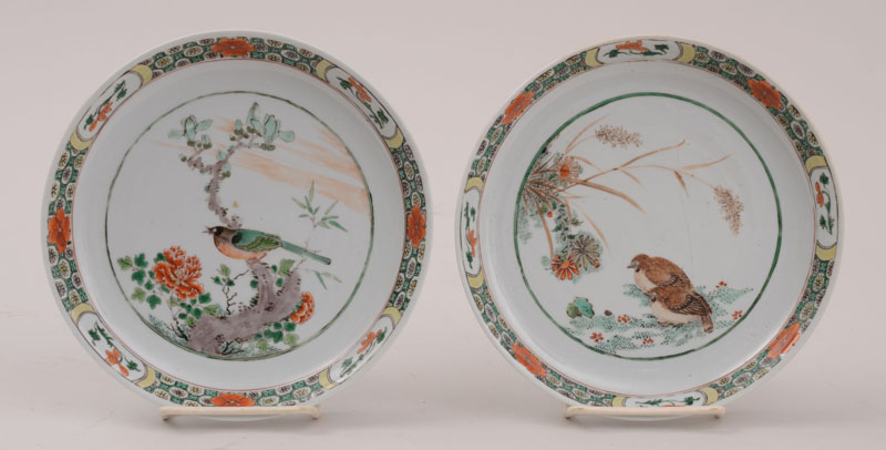 Appraisal: PAIR OF CHINESE FAMILLE VERTE FOOTED PLATES K'ang Hsi the