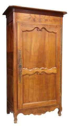 Appraisal: French Provincial Louis XV style fruitwood single-door armoire mid th