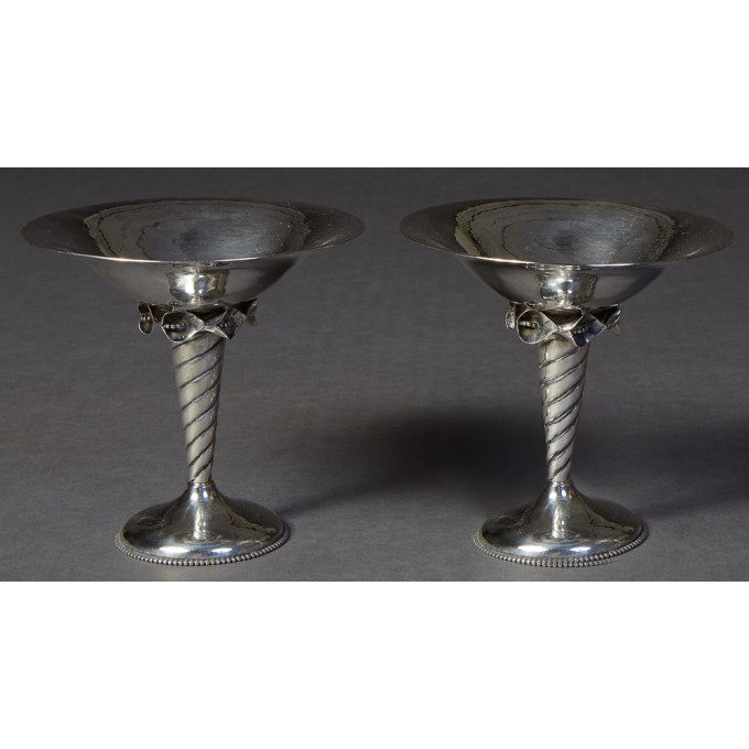 Appraisal: Pair of Sterling Silver Tazzas c in the Danish modern