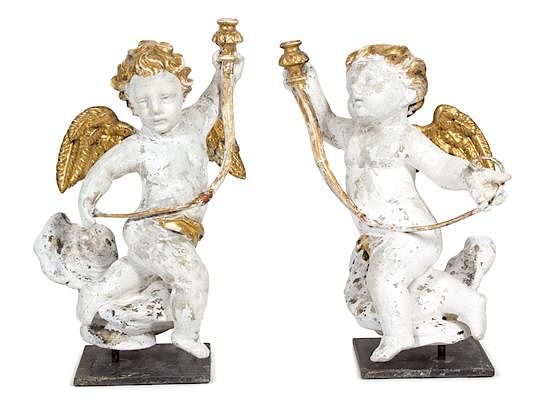 Appraisal: A Pair of Italian Carved Painted and Parcel Gilt Putti