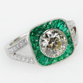 Appraisal: Approx Carat TW Diamond Carat Emerald and Platinum Ring set