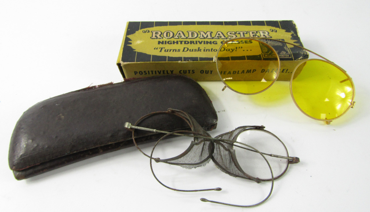 Appraisal: A pair of early thC wire and mesh driving glasses