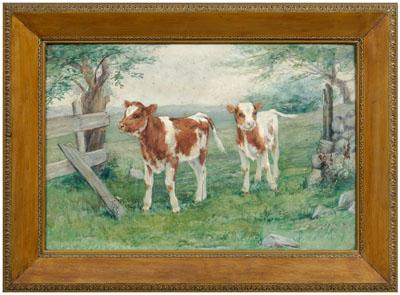 Appraisal: Frances Townsend watercolor Frances Barnard Townsend Massachusetts - two calves